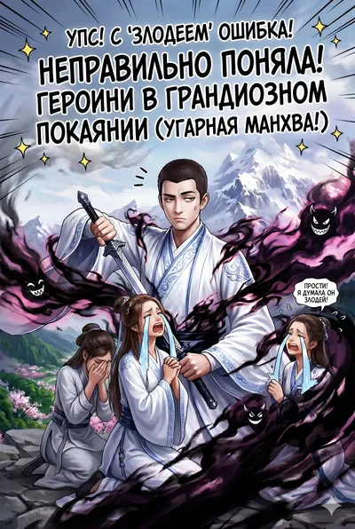 Осознав, что неправильно поняла злодея, героиня молит о прощении - обложка новеллы