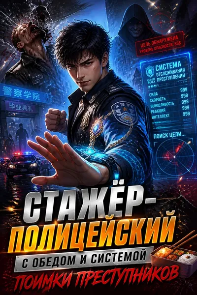 Стажёр-полицейский с обедом и системой поимки преступников - обложка